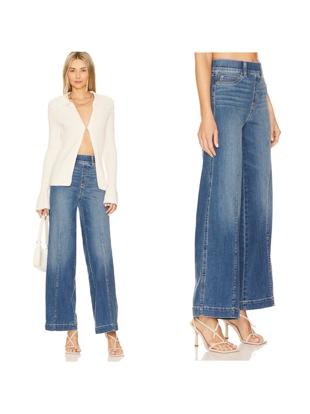 SPANX seamed wide leg vintage indigo jeans size XS